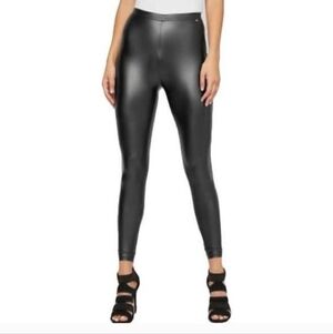 NWT Guess Mattie Black Faux Leather Like Legging Skinny Unlined Lightweight XL